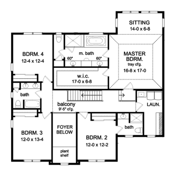 House Blueprint - Colonial Floor Plan - Upper Floor Plan #1010-66