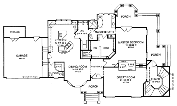 Architectural House Design - Victorian Floor Plan - Main Floor Plan #952-88
