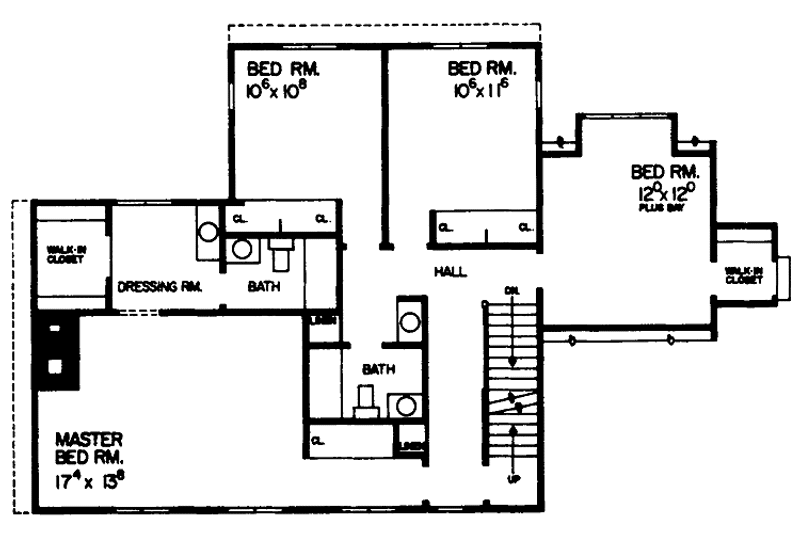 House Blueprint - Floor Plan - Upper Floor for Colonial House Plan #72-676 - 4 bed, 2.5 bath