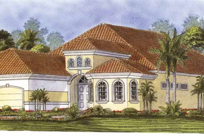 Architectural House Design - Mediterranean Exterior - Front Elevation Plan #1017-87