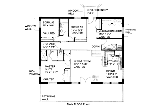 Floor Plan - Main Floor for Bungalow House Plan #117-622 - 3 bed, 3 bath