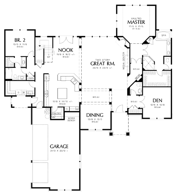 Craftsman Floor Plan - Main Floor Plan #48-810