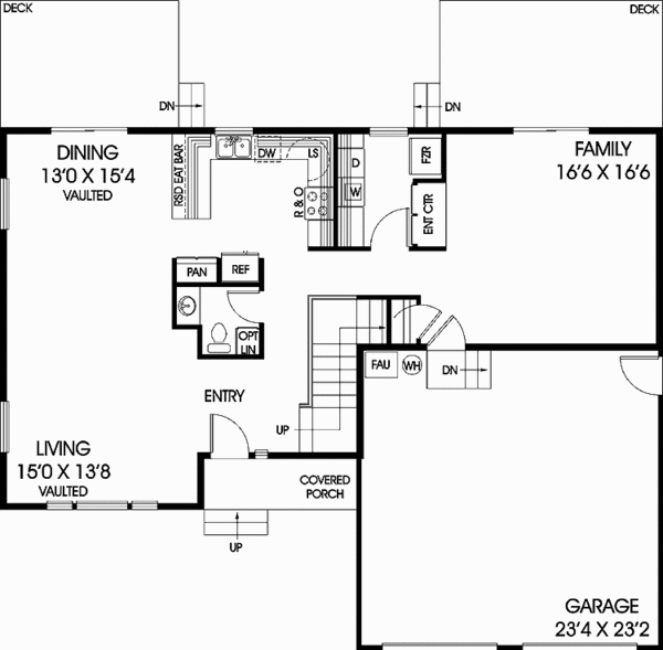 House Design - Traditional Floor Plan - Main Floor Plan #60-1037