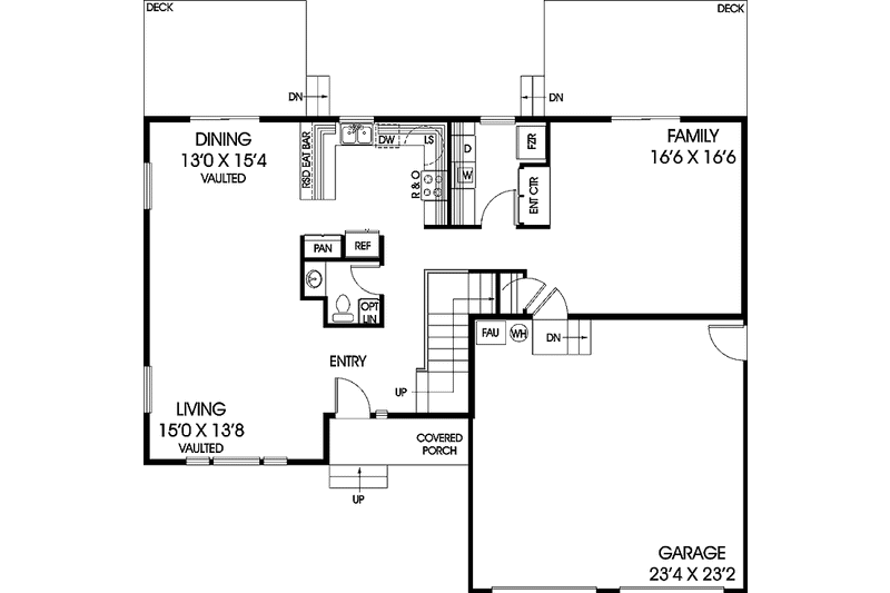 Home Plan - Floor Plan - Main Floor for Traditional House Plan #60-1037 - 3 bed, 2.5 bath