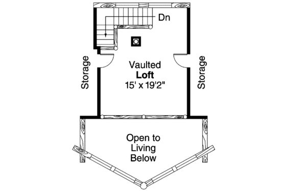 Floor Plan - Upper Floor for Cabin House Plan #124-260 - 2 bed, 2 bath