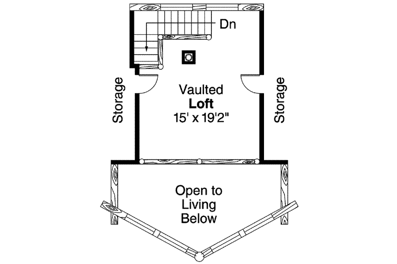 Home Plan - Floor Plan - Upper Floor for Cabin House Plan #124-260 - 2 bed, 2 bath