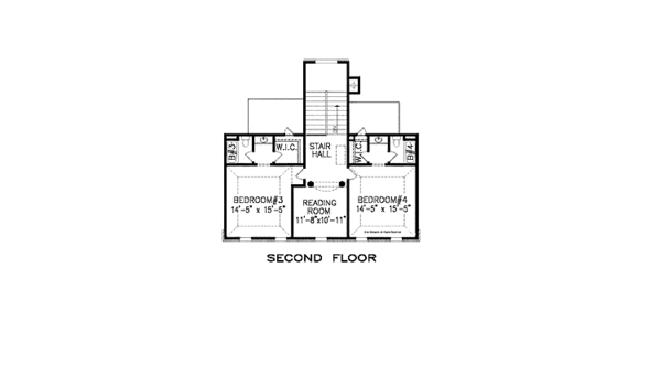 Architectural House Design - European Floor Plan - Upper Floor Plan #54-343