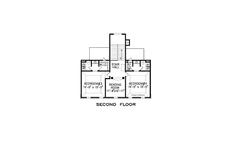 Home Plan - Floor Plan - Upper Floor for European House Plan #54-343 - 4 bed, 3.5 bath
