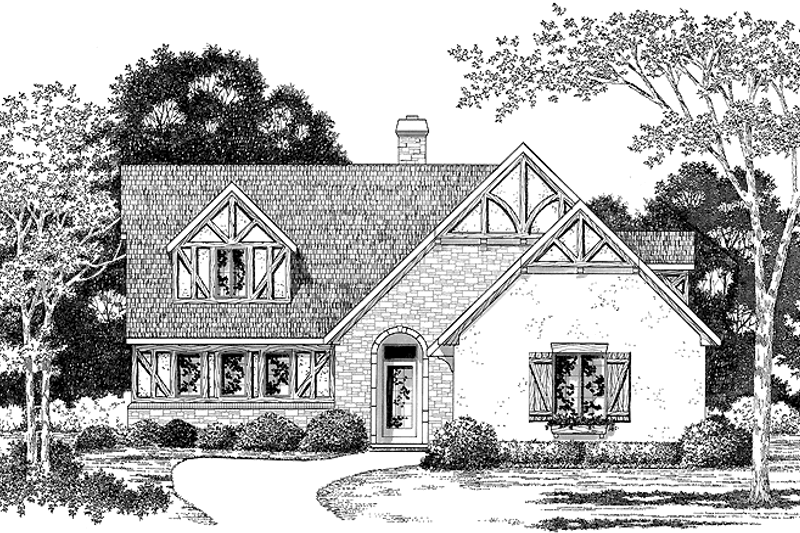 Dream House Plan - Tudor Exterior - Front Elevation Plan #328-417