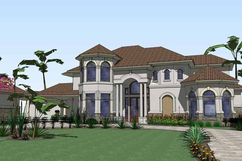 Dream House Plan - Mediterranean Exterior - Front Elevation Plan #120-211