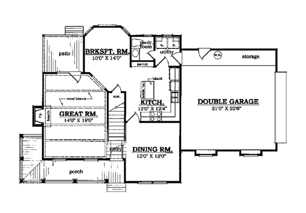 House Plan Design - Country Floor Plan - Main Floor Plan #42-424