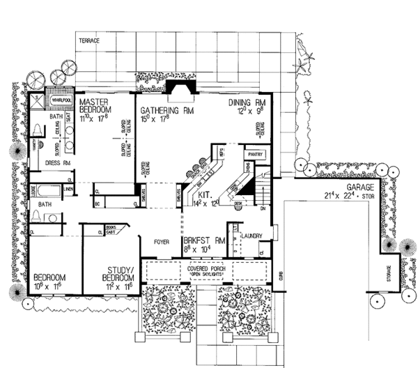 Architectural House Design - Mediterranean Floor Plan - Main Floor Plan #72-792