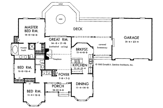 Floor Plan - Main Floor for Ranch House Plan #929-131 - 3 bed, 2 bath