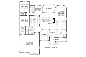 Floor Plan - Main Floor for Craftsman House Plan #929-468 - 3 bed, 2 bath