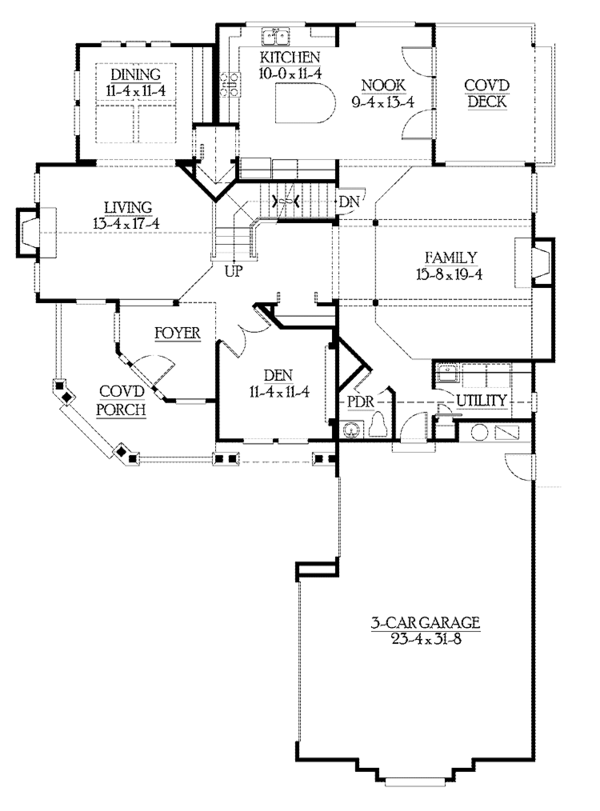 Craftsman Floor Plan - Main Floor Plan #132-372