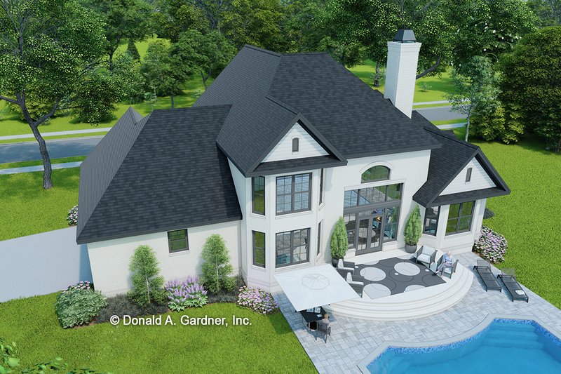 Home Plan - Exterior - Rear Elevation 2 for European House Plan #929-884 - 4 bed, 3 bath