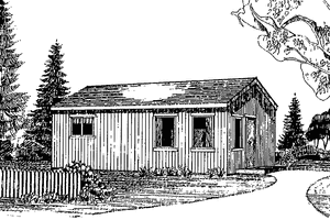 Exterior - Front Elevation 3 for Country House Plan #60-677 - 2 bed, 1 bath