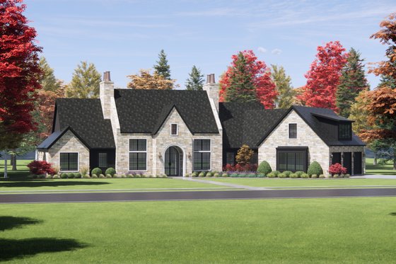 Exterior - Front Elevation 3 for European House Plan #1096-22 - 4 bed, 4.5 bath