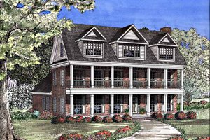Classical Exterior - Front Elevation Plan #17-3135