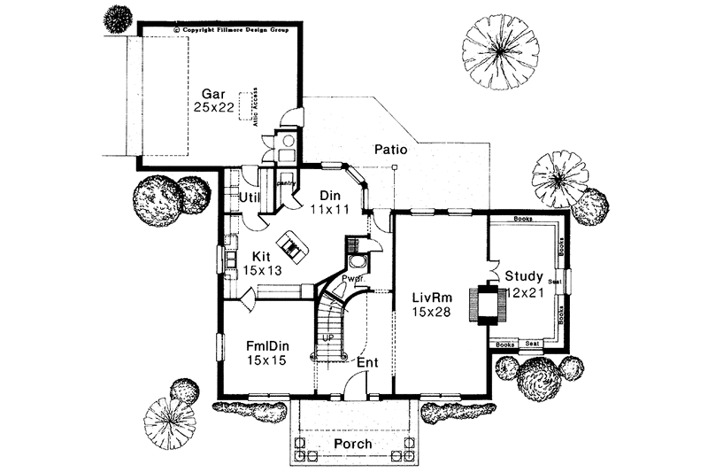 Dream House Plan - Floor Plan - Main Floor for Classical House Plan #310-1154 - 3 bed, 2.5 bath