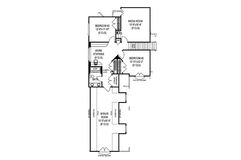 Home Plan - Floor Plan - Upper Floor for Contemporary House Plan #11-273 - 4 bed, 2 bath