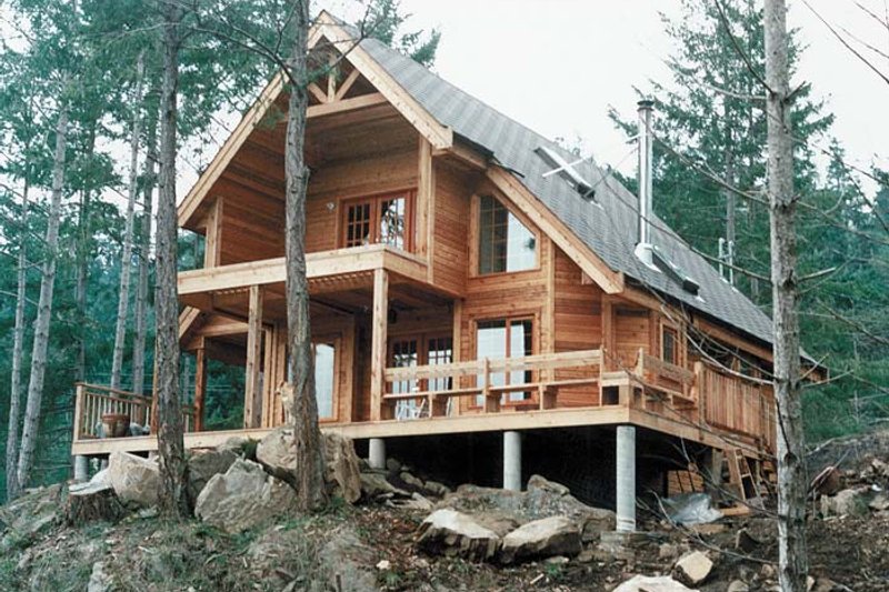 House Blueprint - Cabin Exterior - Front Elevation Plan #118-102