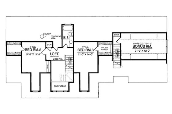 Floor Plan - Upper Floor for Country House Plan #40-370 - 3 bed, 2.5 bath