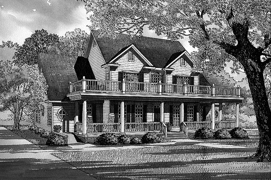 Exterior - Front Elevation 3 for Country House Plan #17-2674 - 4 bed, 3.5 bath