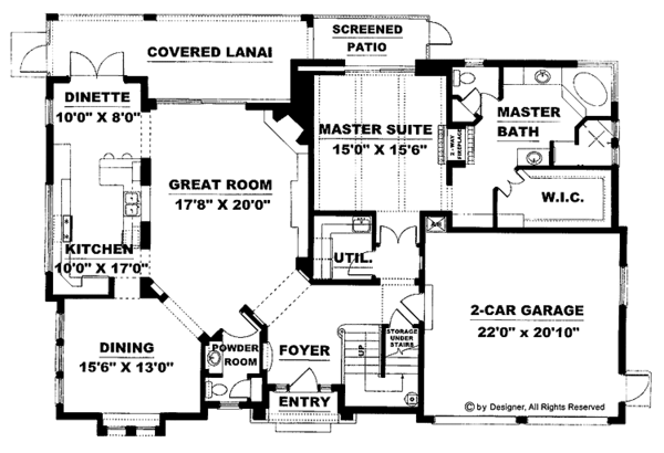 House Design - Mediterranean Floor Plan - Main Floor Plan #1017-12