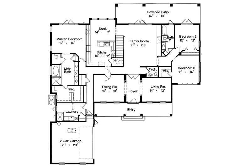 Architectural House Design - Floor Plan - Main Floor for Classical House Plan #417-652 - 4 bed, 3.5 bath