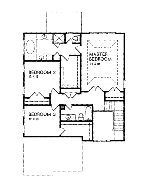 Architectural House Design - Colonial Floor Plan - Upper Floor Plan #129-167