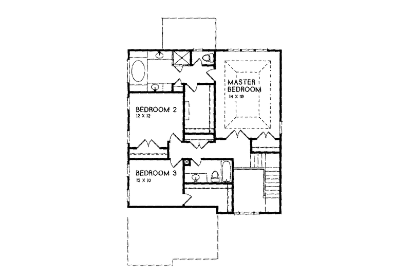 Architectural House Design - Floor Plan - Upper Floor for Colonial House Plan #129-167 - 3 bed, 2.5 bath