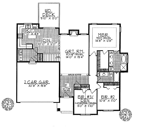 House Plan Design - Ranch Floor Plan - Main Floor Plan #70-1333