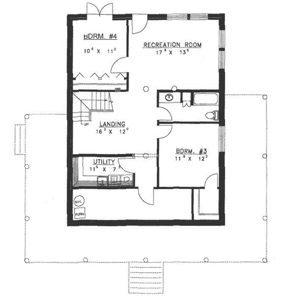 Architectural House Design - Log Floor Plan - Lower Floor Plan #117-110