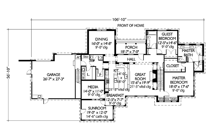 House Blueprint - Floor Plan - Main Floor for Country House Plan #965-1 - 4 bed, 3.5 bath