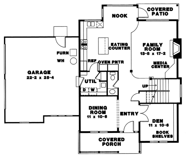 House Blueprint - Country Floor Plan - Main Floor Plan #966-40
