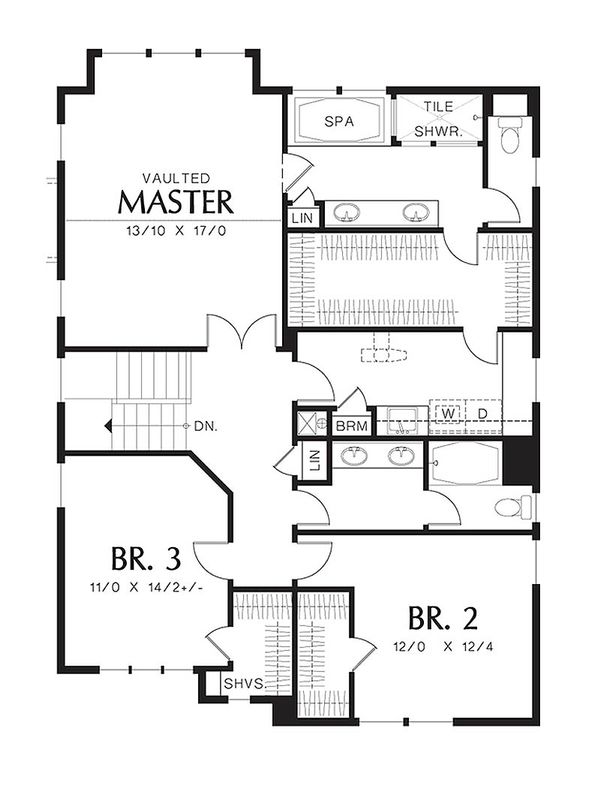 Traditional Floor Plan - Upper Floor Plan #48-501