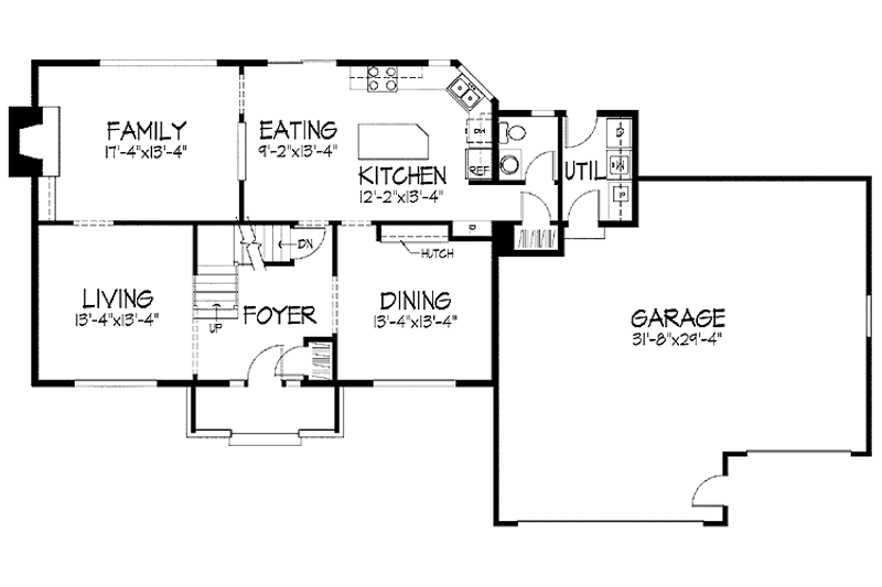 House Blueprint - Floor Plan - Main Floor for Colonial House Plan #51-857 - 3 bed, 2.5 bath