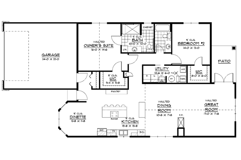 Architectural House Design - Floor Plan - Main Floor for European House Plan #51-606 - 2 bed, 2 bath