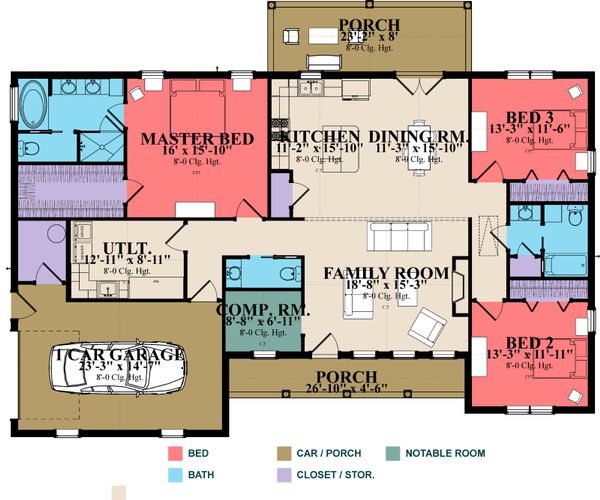 Ranch Floor Plan - Main Floor Plan #63-384