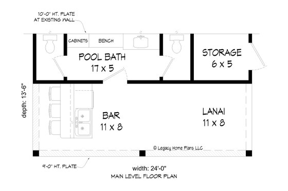 Floor Plan - Main Floor for Beach House Plan #932-621, 2 bath