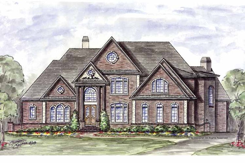 Home Plan - Exterior - Front Elevation 3 for European House Plan #54-279 - 4 bed, 4.5 bath
