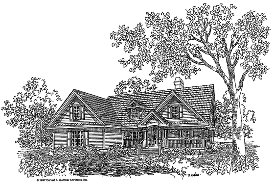 Exterior - Front Elevation 3 for Ranch House Plan #929-352 - 3 bed, 2 bath