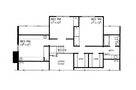 Floor Plan - Upper Floor House Plan #72-635 - 4 bed, 2.5 bath