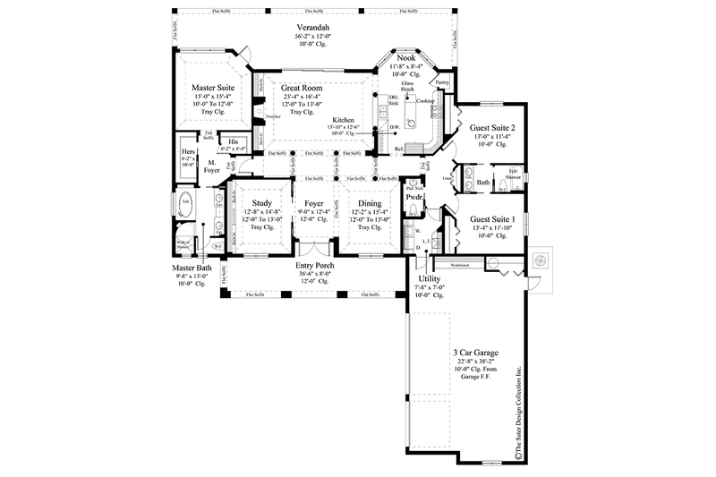 Architectural House Design - Floor Plan - Main Floor for Mediterranean House Plan #930-464 - 3 bed, 2.5 bath
