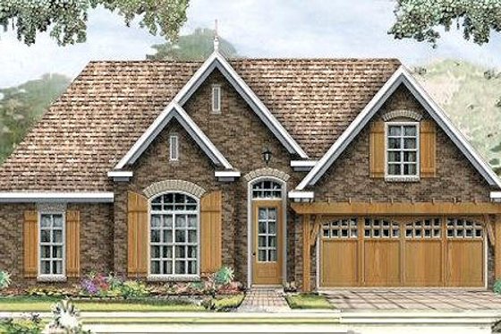 Exterior - Front Elevation for European House Plan #424-178 - 3 bed, 2 bath