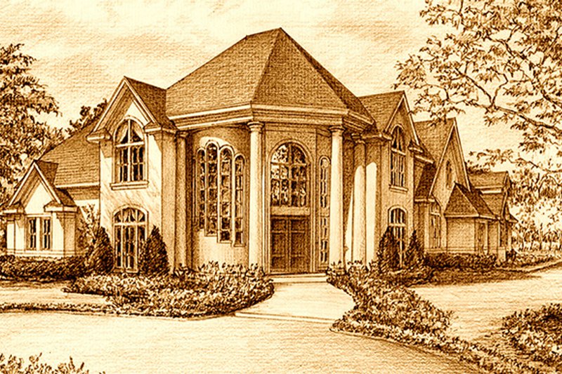 House Blueprint - Exterior - Front Elevation 3 for European House Plan #1021-8 - 4 bed, 3 bath