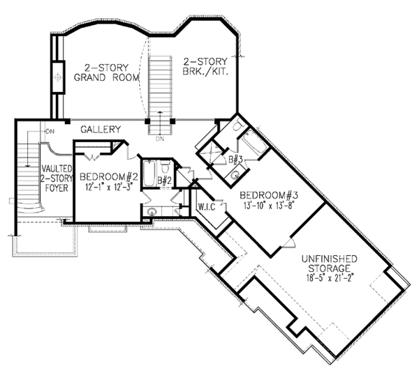 House Design - European Floor Plan - Upper Floor Plan #54-282