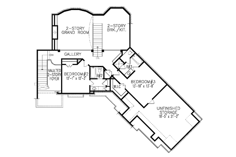 Home Plan - Floor Plan - Upper Floor for European House Plan #54-282 - 3 bed, 3.5 bath