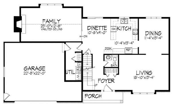 Home Plan - Tudor Floor Plan - Main Floor Plan #51-835